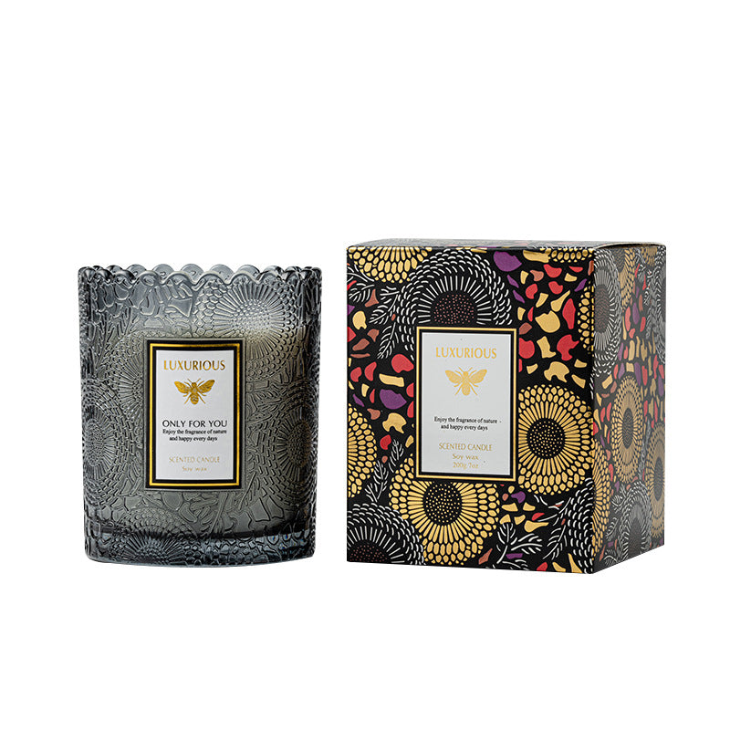 Lace Embossed Soy Wax Scented Candle Cup