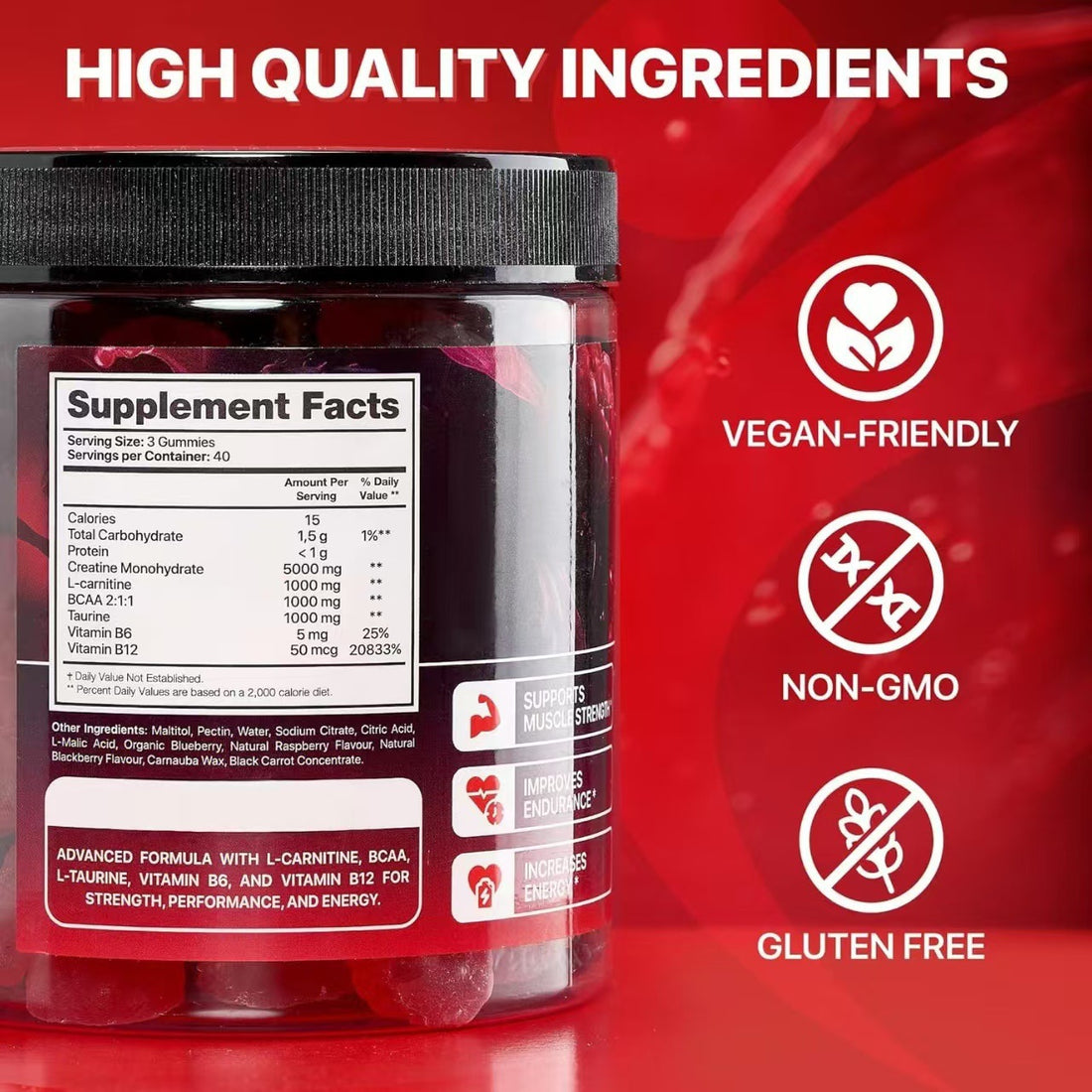 Creatine Vitamin Gummies Dietary Supplement