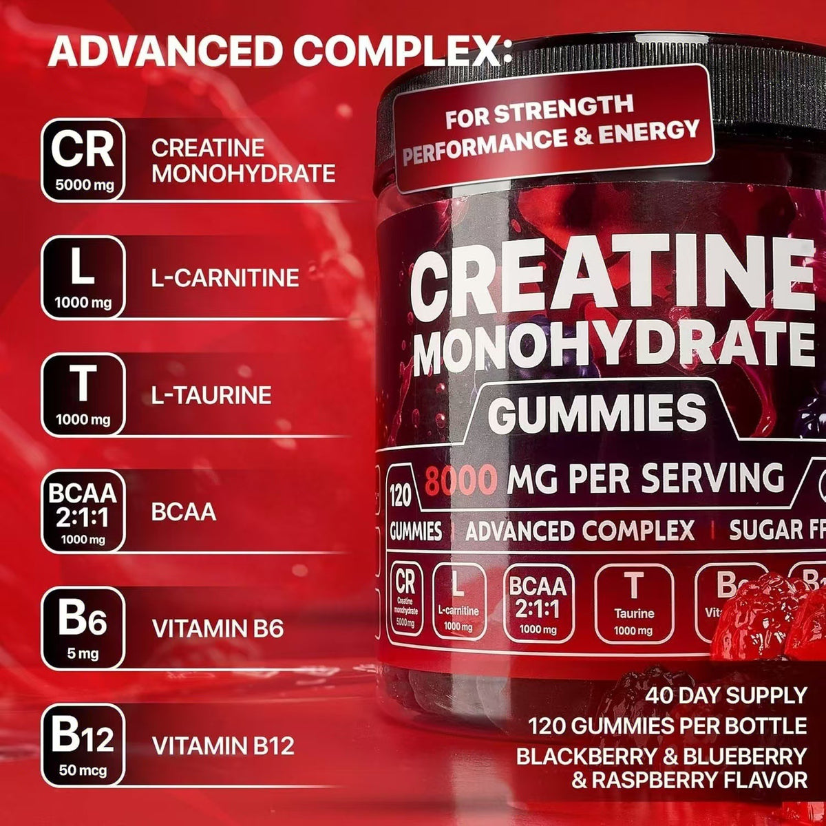 Creatine Vitamin Gummies Dietary Supplement